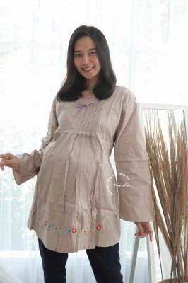 Baju Atasan Ibu Hamil Menyusui Muslim JUMBO - BHJ 102 Cream